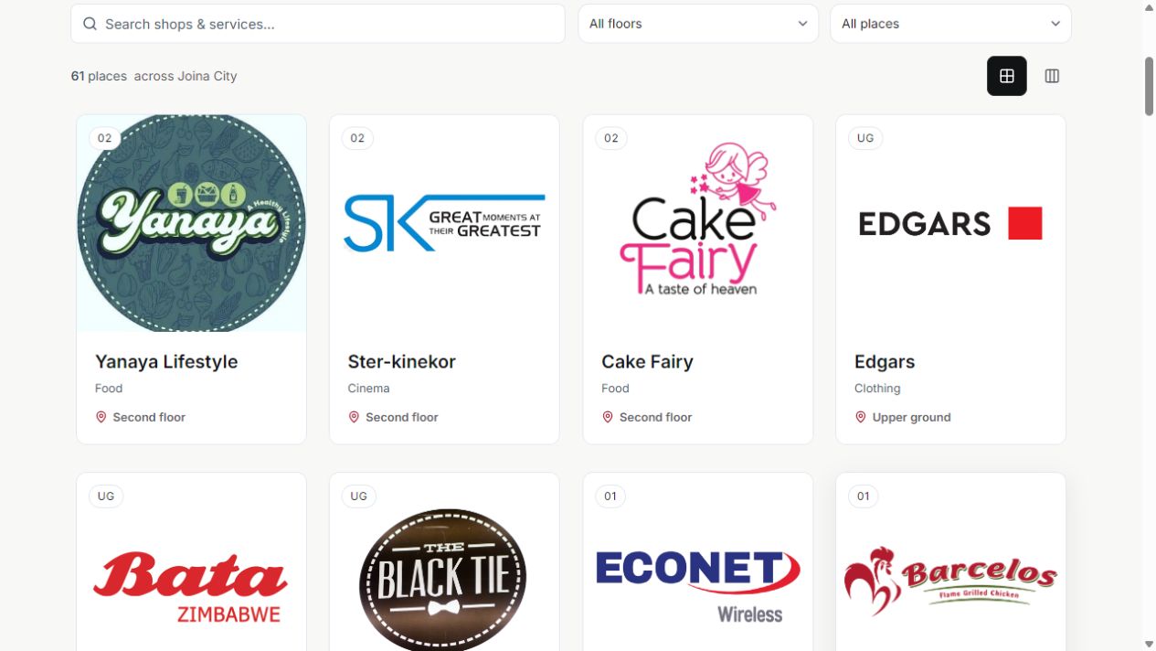 A searchable directory brings the published shop listings into one place.